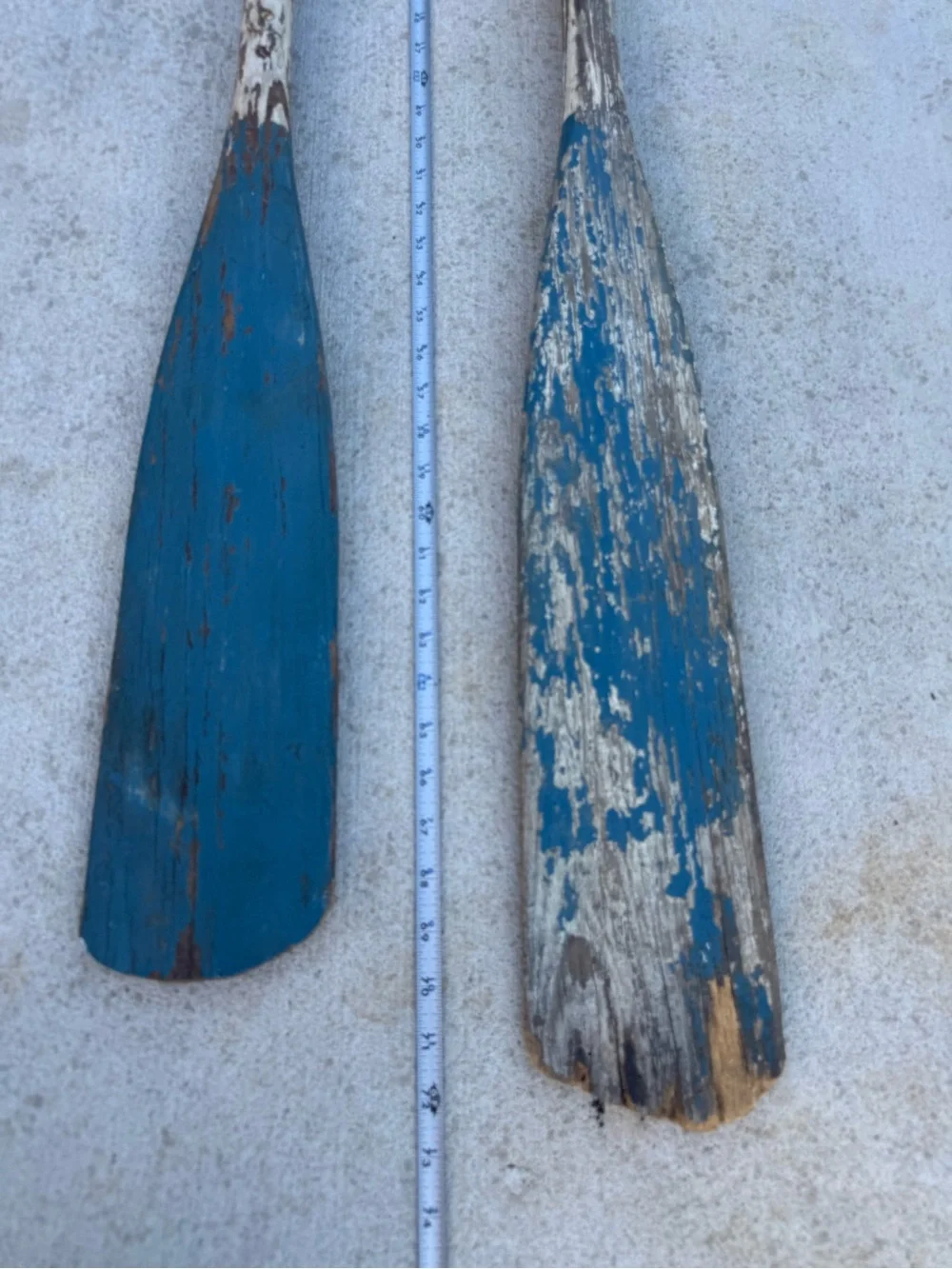 Vintage Wooden Boat Oars Original Paint And Metal Oar Locks Rare Find